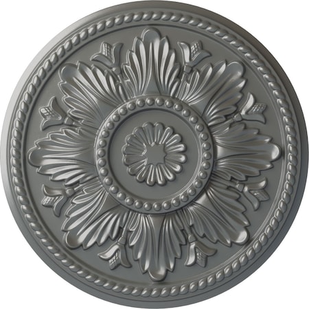 Ekena Millwork Edinburgh Ceiling Medallion (Fits Canopies up to 5 1/4"), Hand-Painted Silver, 18"OD x 1 3/4"P CM18EDSLS